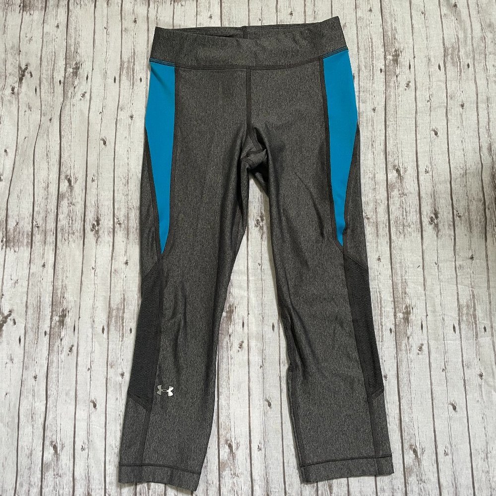 Under Armour Womens HeatGear Cropped Capri Leggings Size XSmall Gray Blue